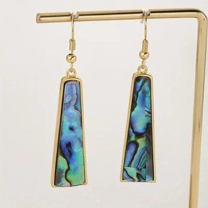 NWT 18k gold plate and abalone trapezoid earrings